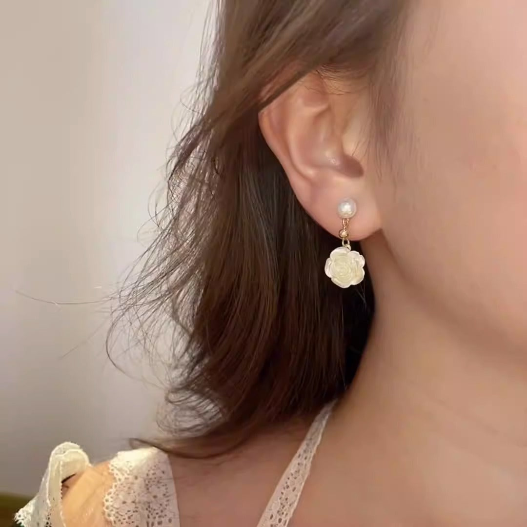 Camellia flower earrings