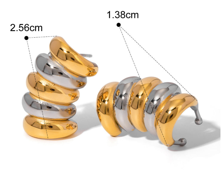 Stainless Steel Contrast Stud Earrings