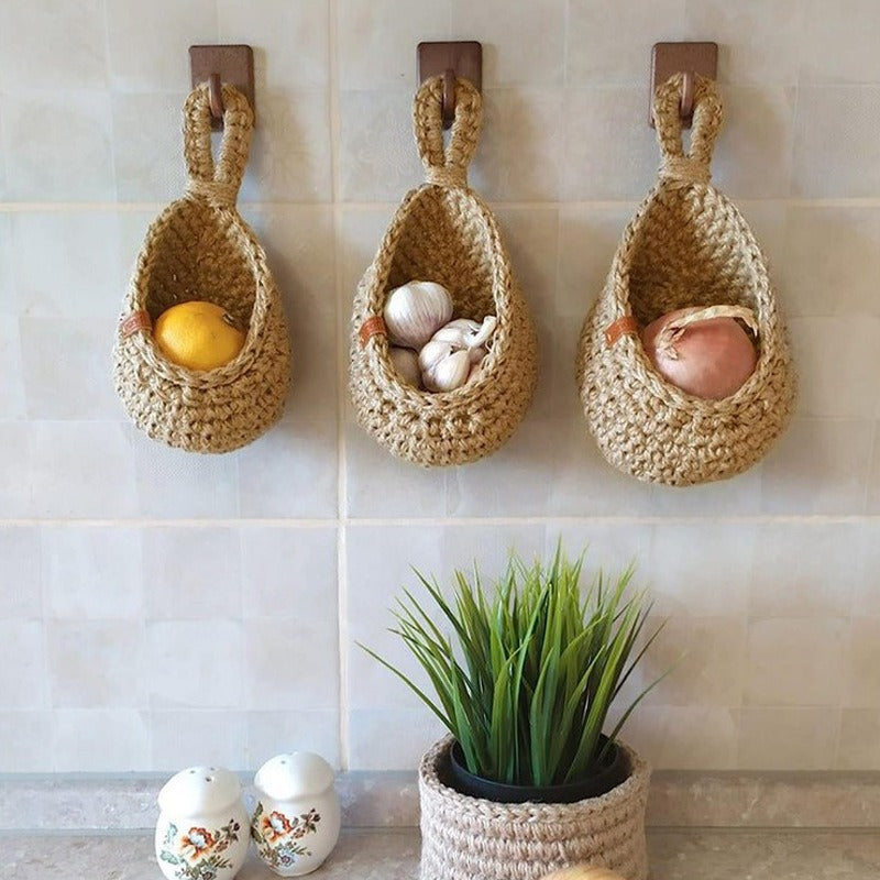 Wall hanging vegetable and fruit storage basket