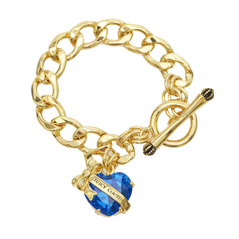 Crystal Gemstone Love Zircon Bow Pendant Bracelet