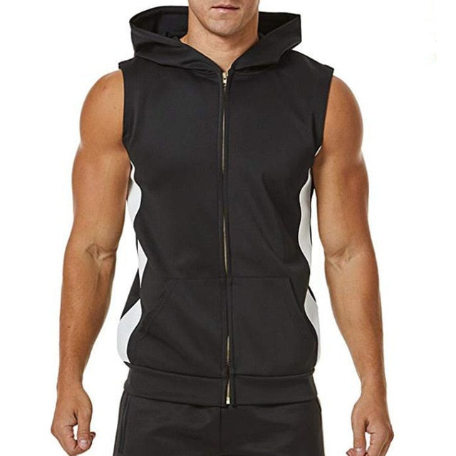 Zipper Splicing Sports Hooded Vest