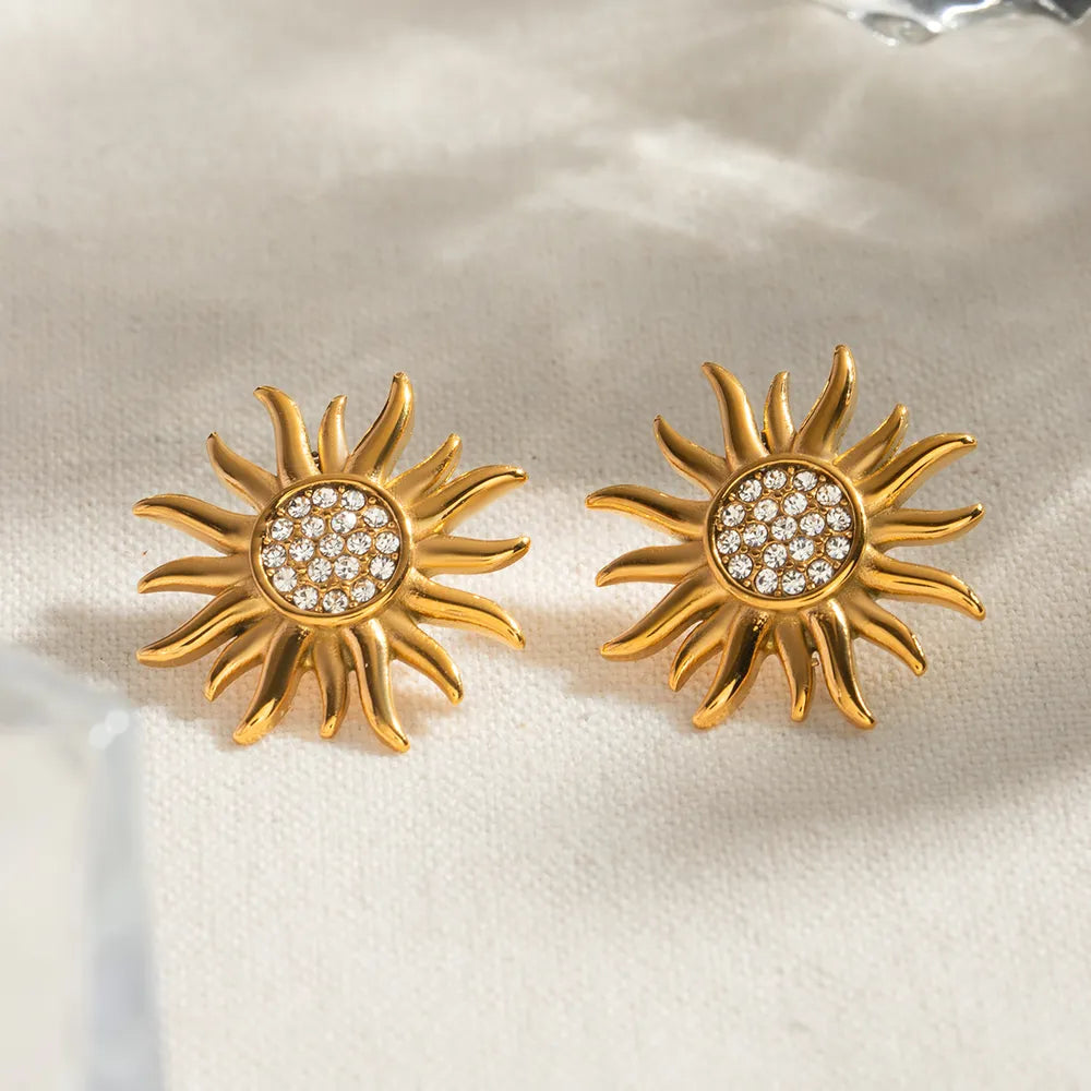 Stainless steel sunflower earrings