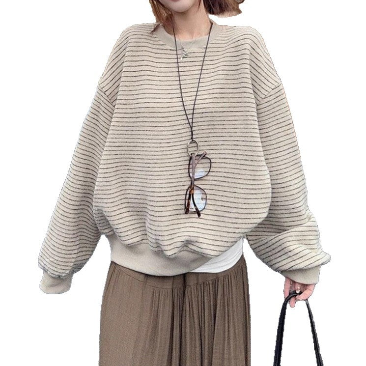Round Neck Striped Sweatshirt
