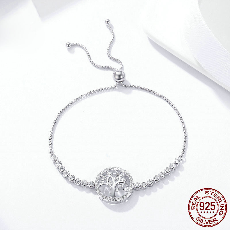S925 sterling silver bracelet shining tree of life