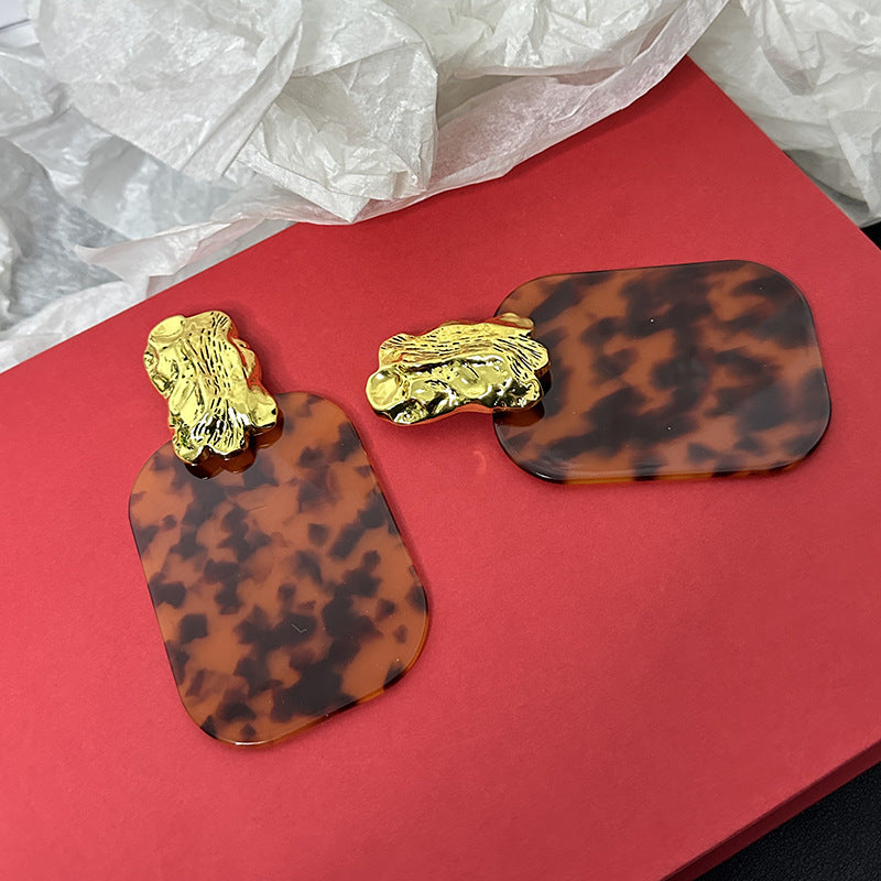 Temperament resin leopard print earrings