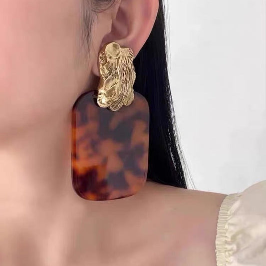 Temperament resin leopard print earrings