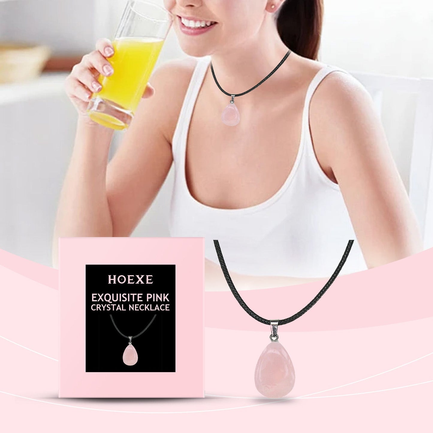 Hoexe Exquisite Powder Crystal Necklace
