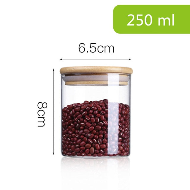 Glass Jar With Bamboo Lid Containers