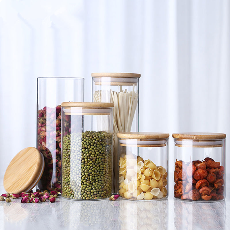 Glass Jar With Bamboo Lid Containers