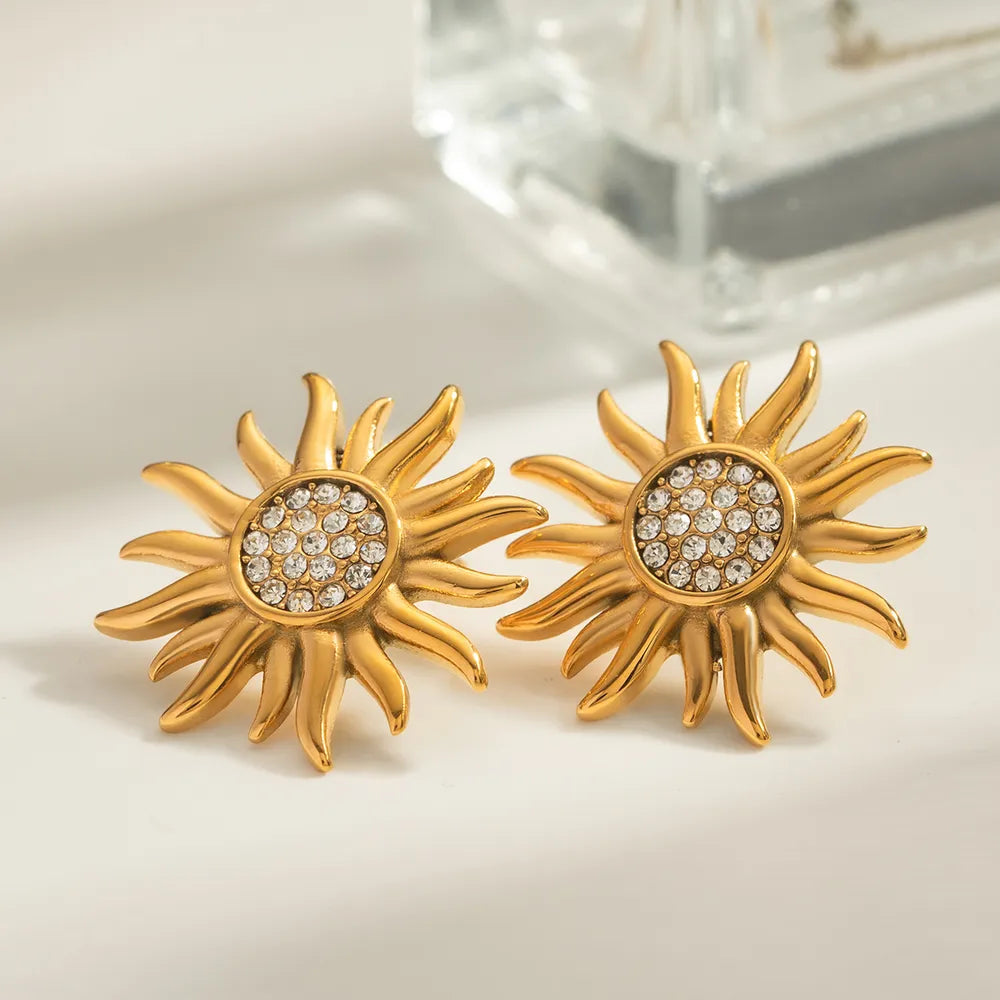 Stainless steel sunflower earrings