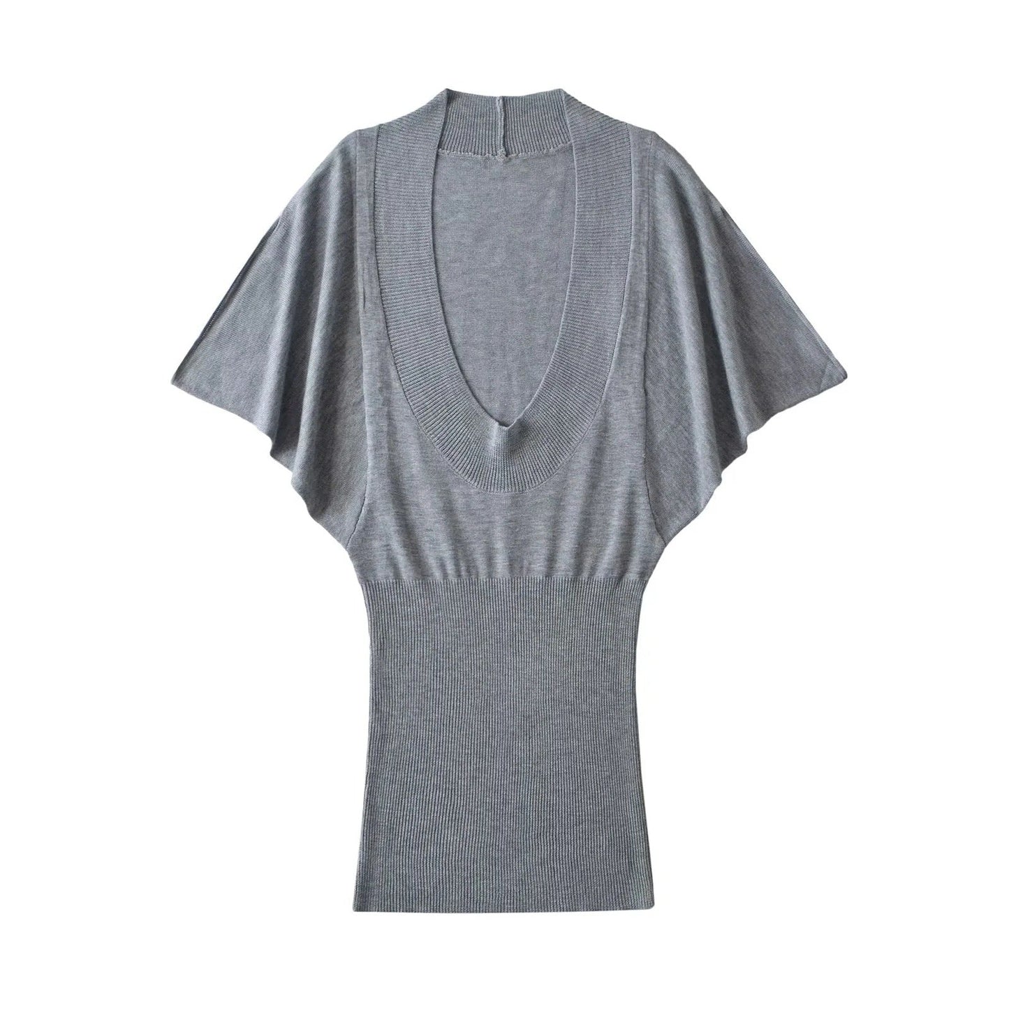 U-neck waist cinched knitted hooded dress