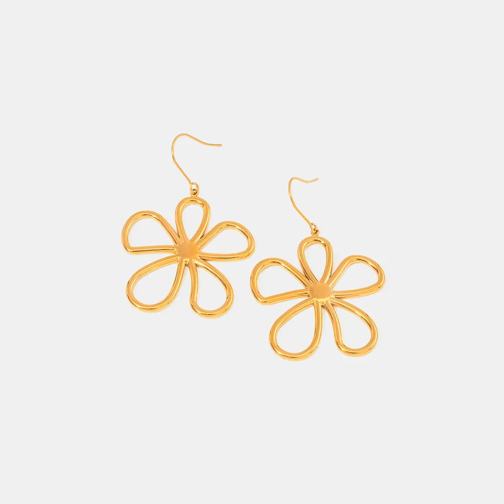 Stainless steel line flower earrings