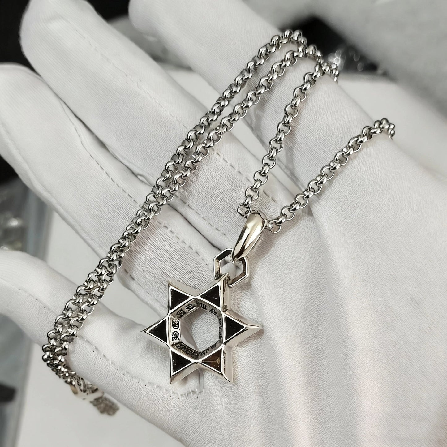 Cross necklace hexagonal star chain ﻿