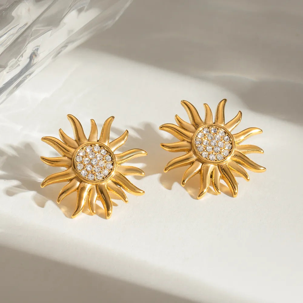 Stainless steel sunflower earrings