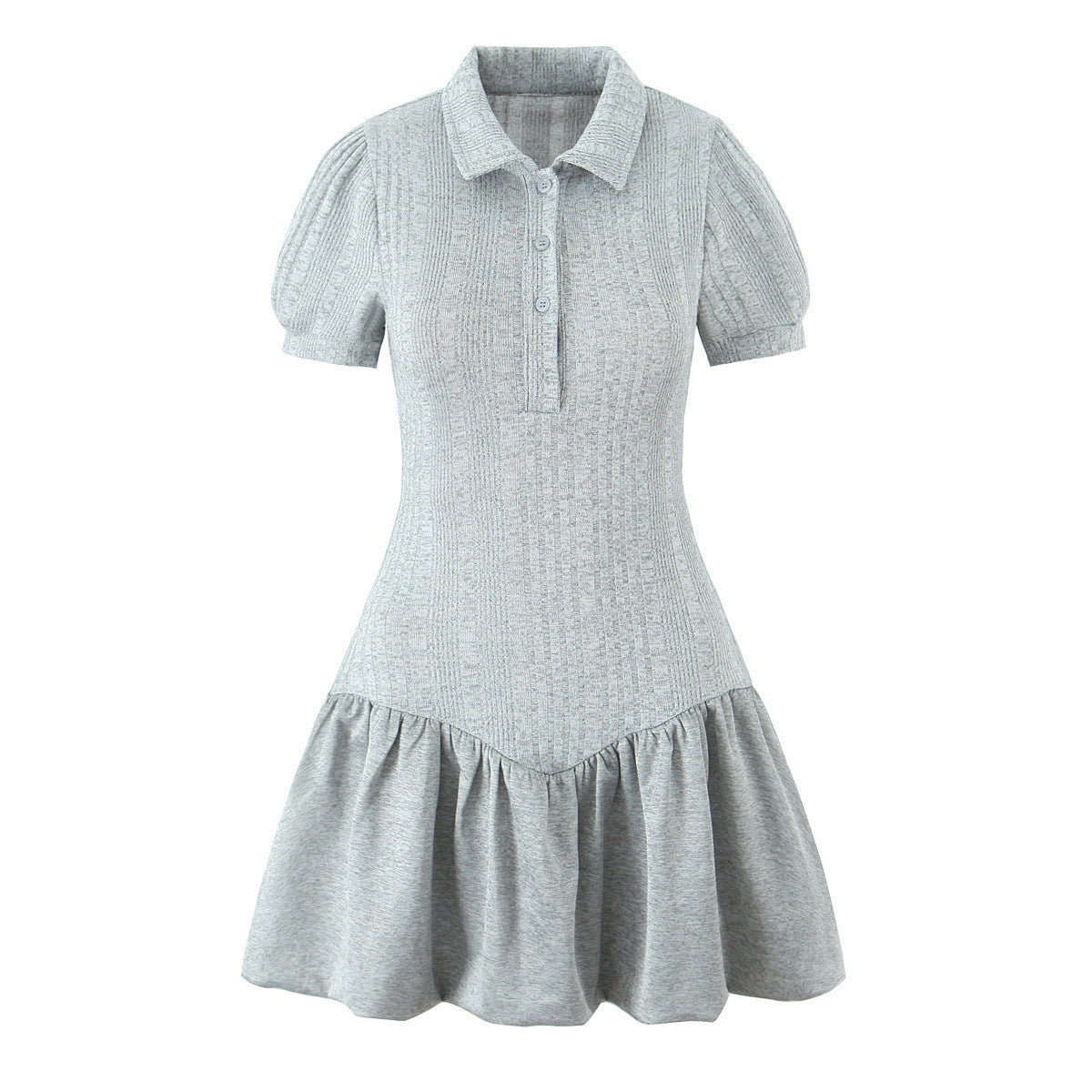 Polo collar slim fit knitted dress