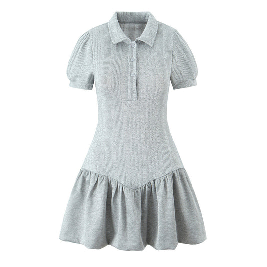 Polo collar slim fit knitted dress