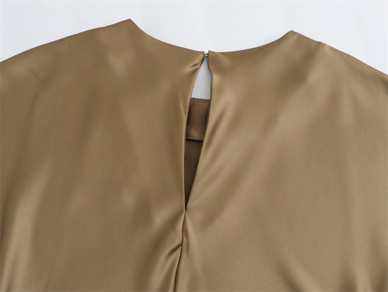 Satin Keyhole Back A-Line Sleeveless Dress