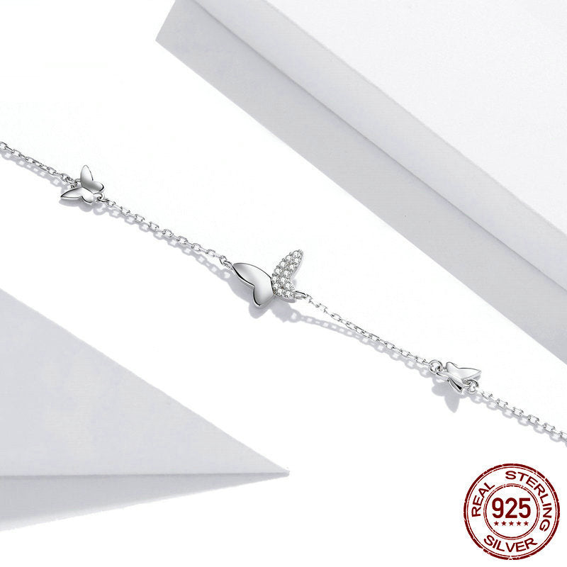 925 Silver Butterfly Dancing Bracelet