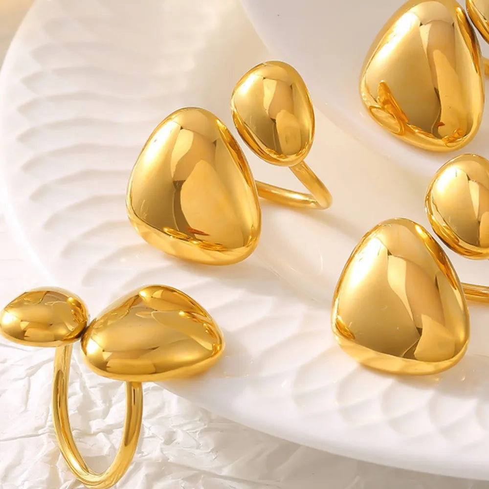 Geometric Irregular Smooth Stainless Steel Plated Ring