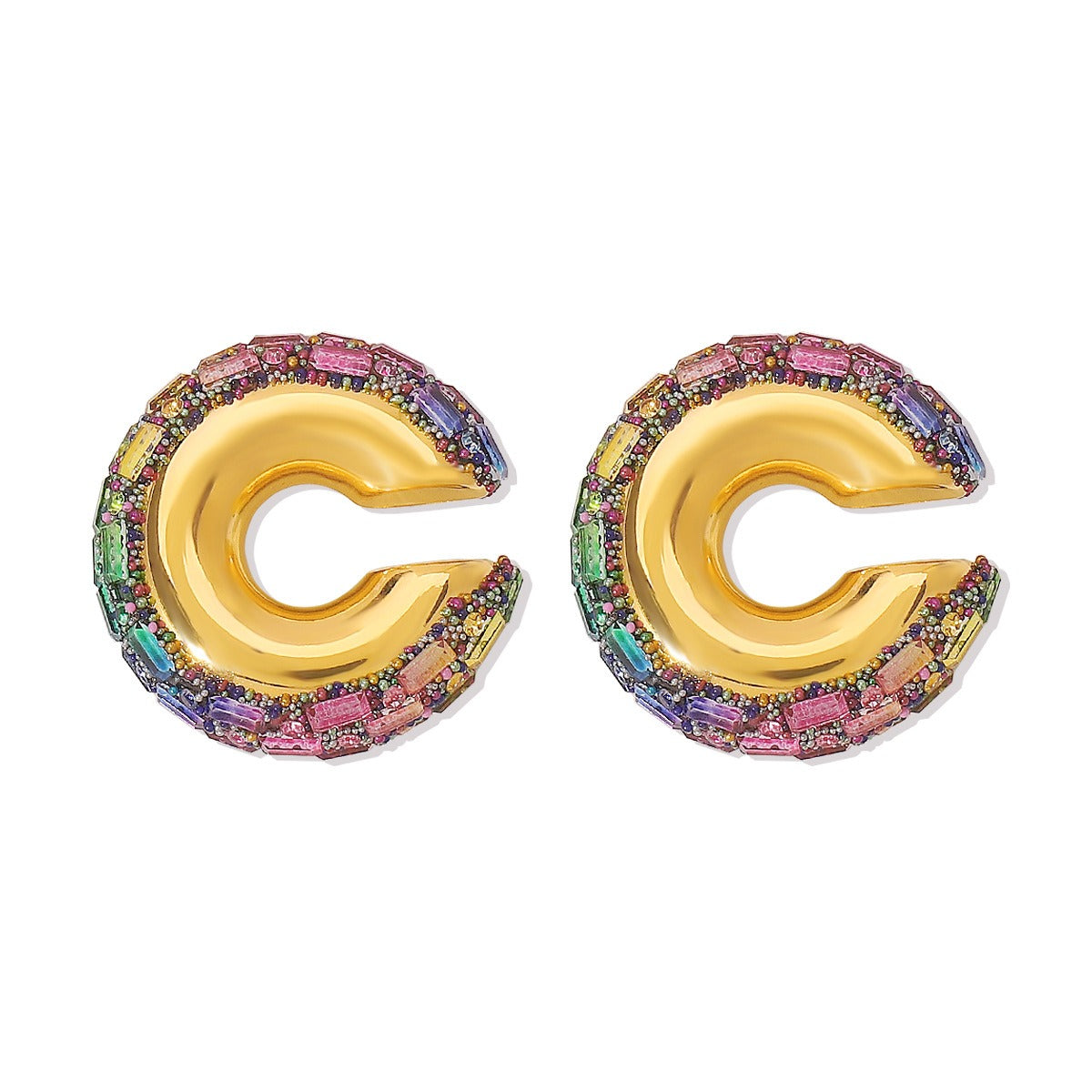 Geometric niche C-shaped earrings