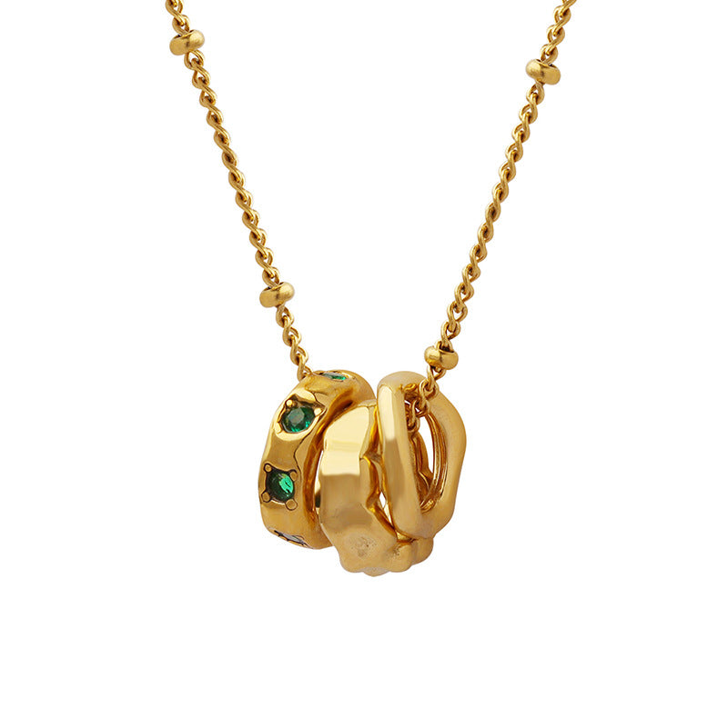 Titanium Steel Pendant Inlaid with Zircon Necklace