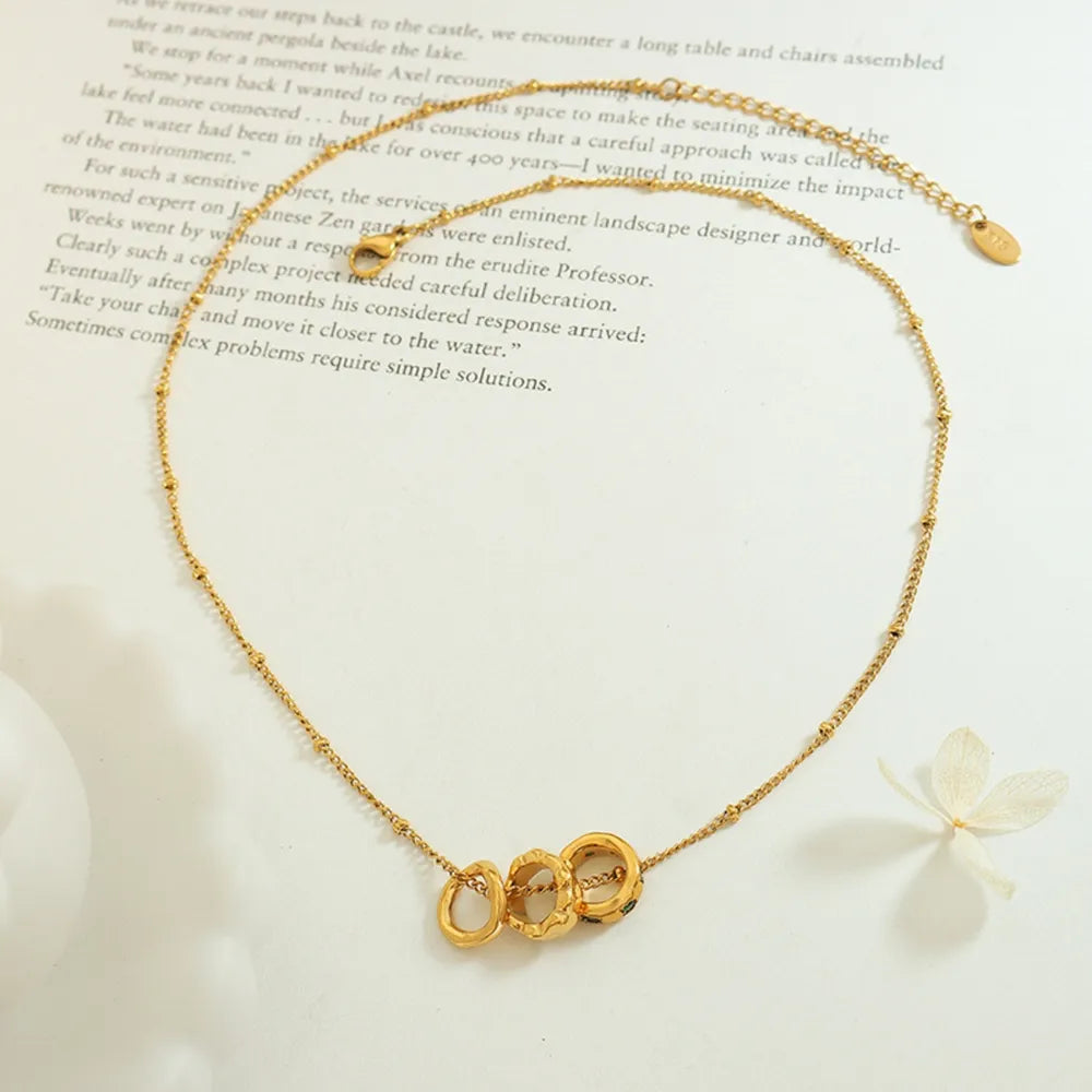 Titanium Steel Pendant Inlaid with Zircon Necklace