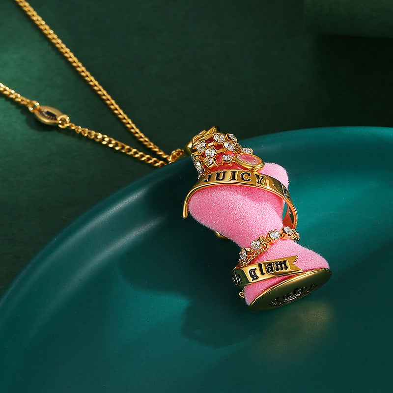 Diamond inlaid crystal zircon diamond chain pink