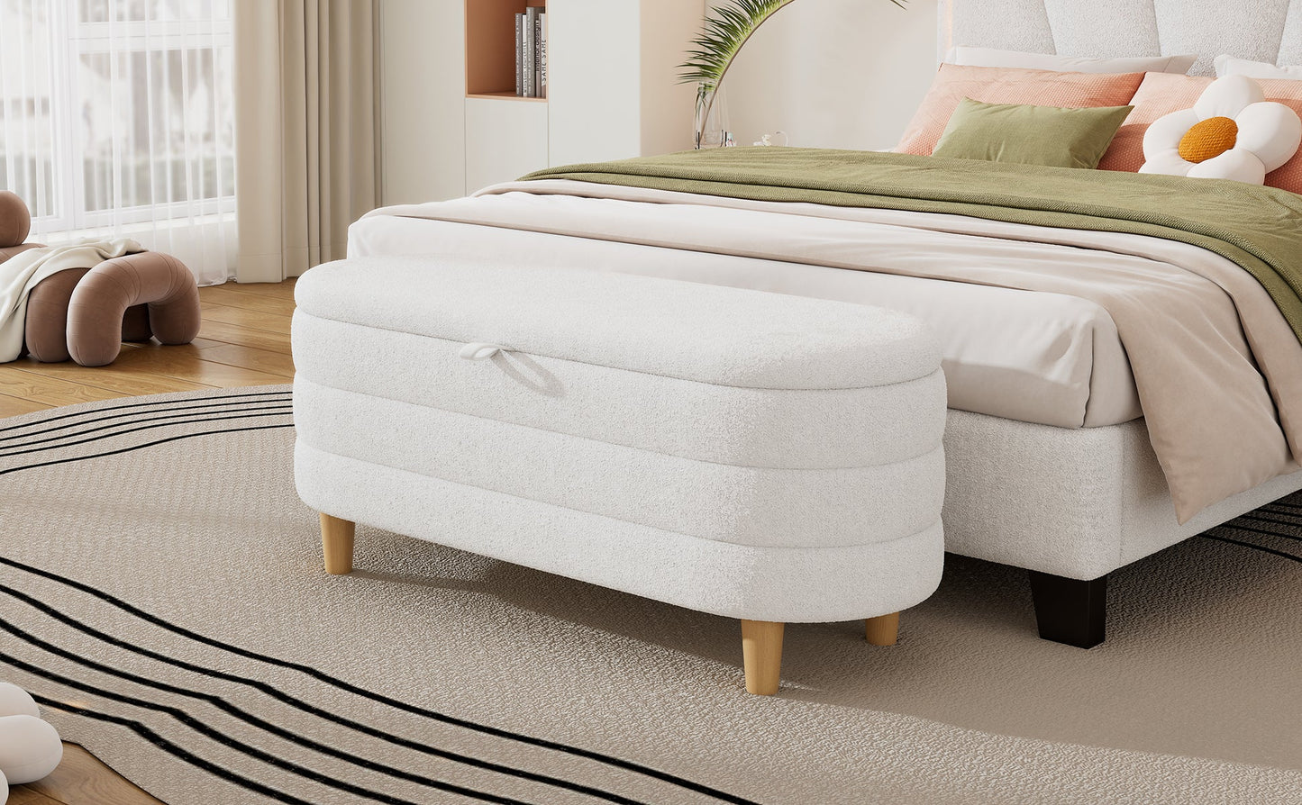 Sherpa Fabric Storage Ottoman