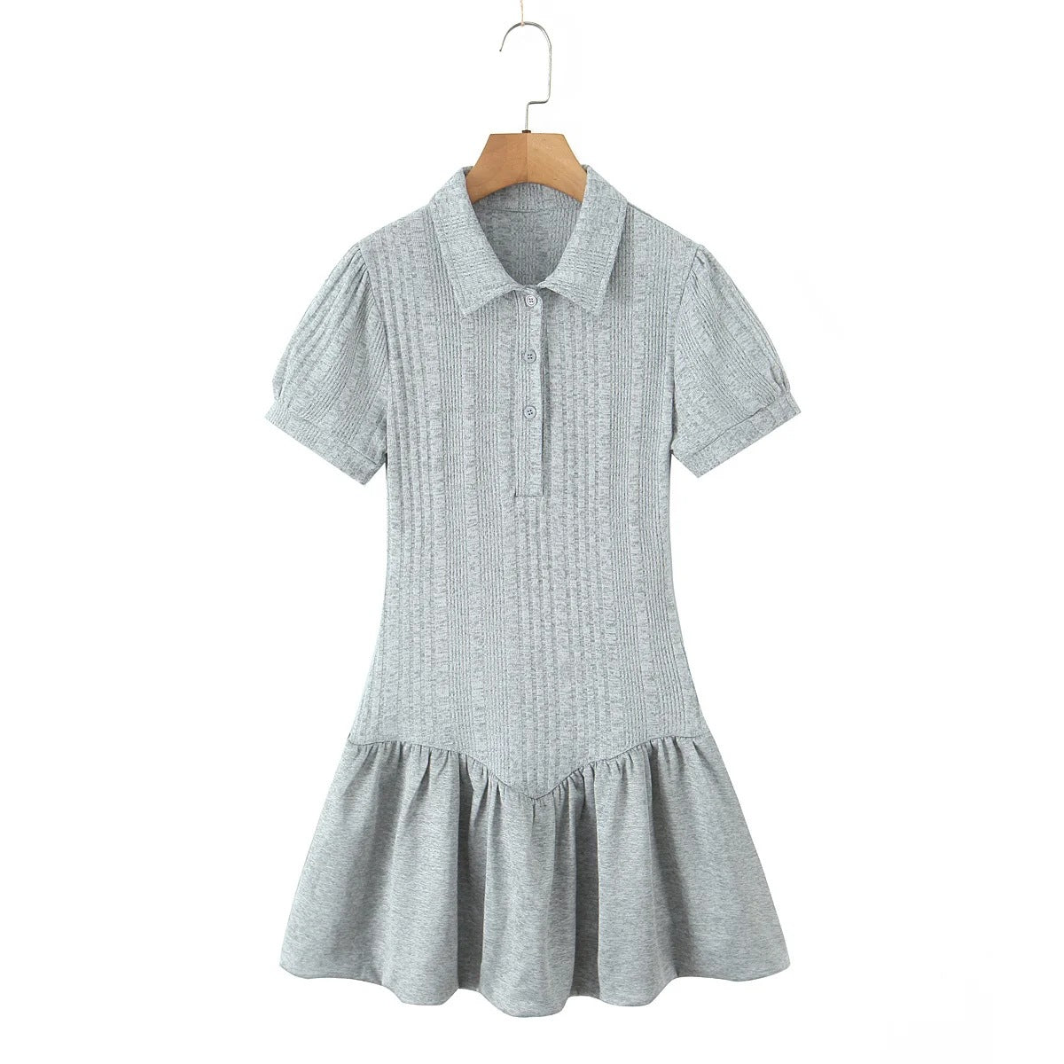 Polo collar slim fit knitted dress