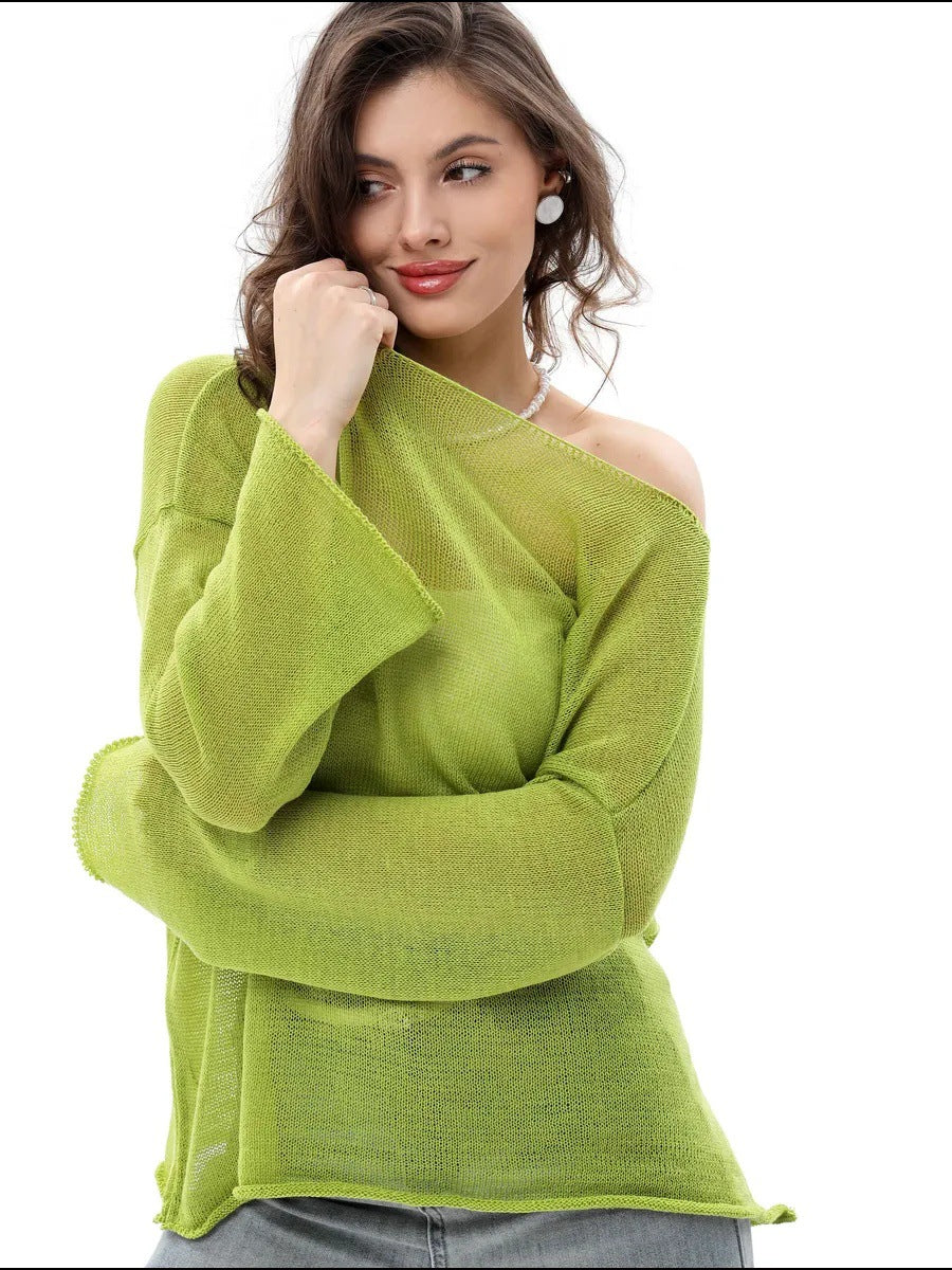 Thin Flare Sleeve Knitted Long Sleeve