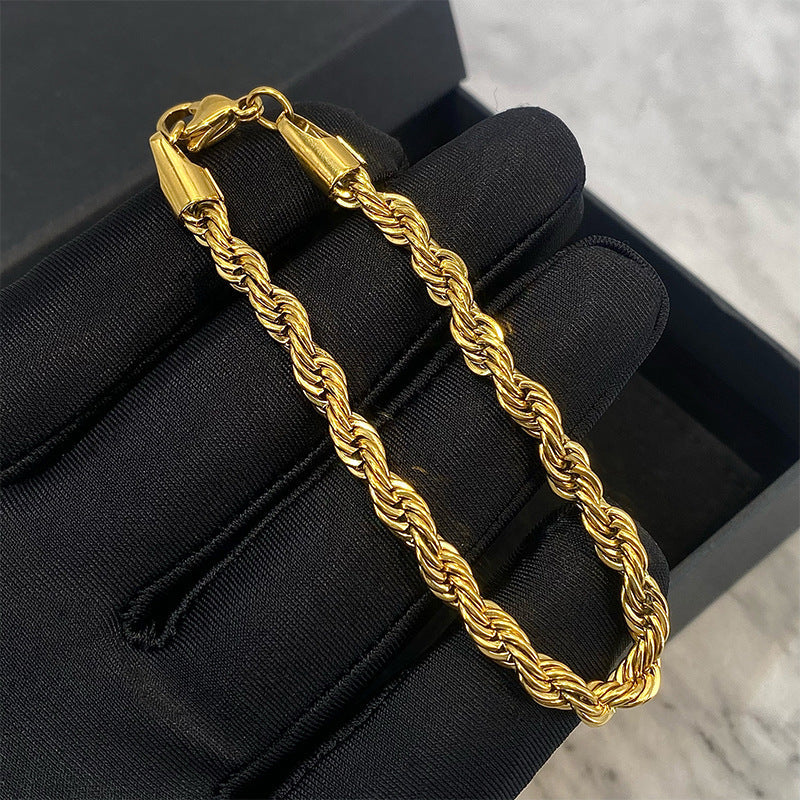 Hip hop gold Fried Dough Twists thick bracelet