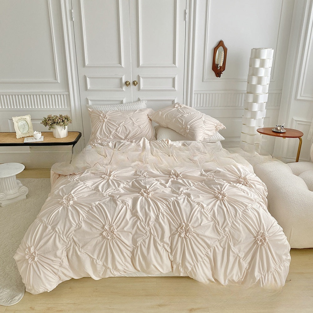 3D distressed button flower 3-piece set