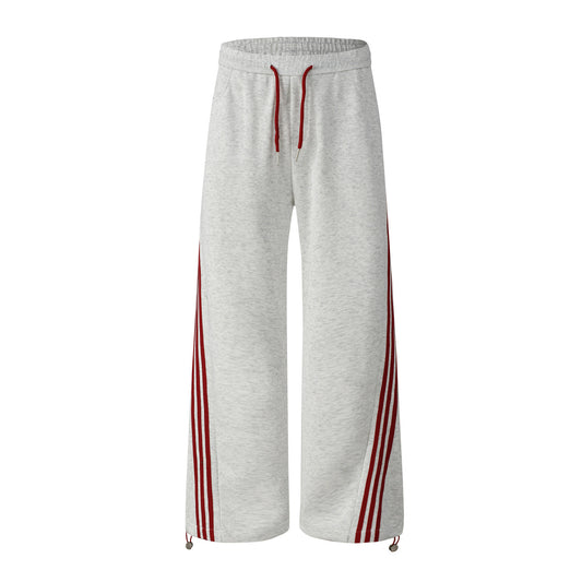 Retro striped sport loose drape wide leg pants