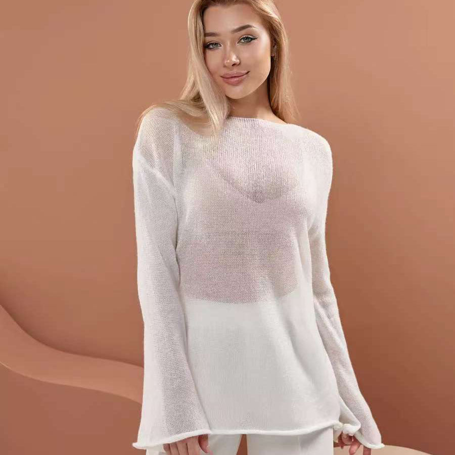 Thin Flare Sleeve Knitted Long Sleeve