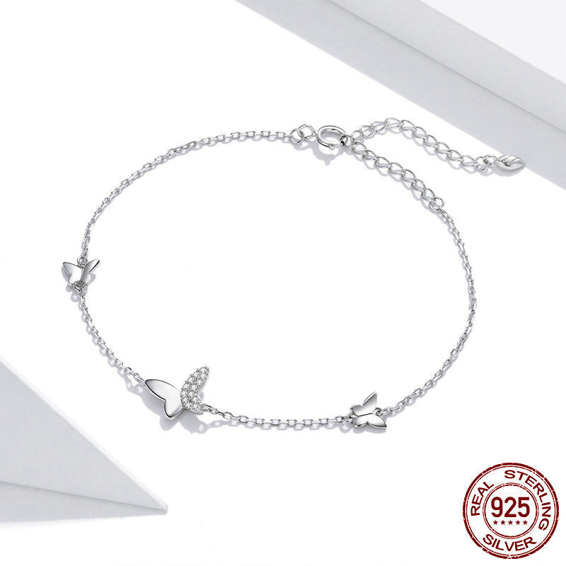 925 Silver Butterfly Dancing Bracelet