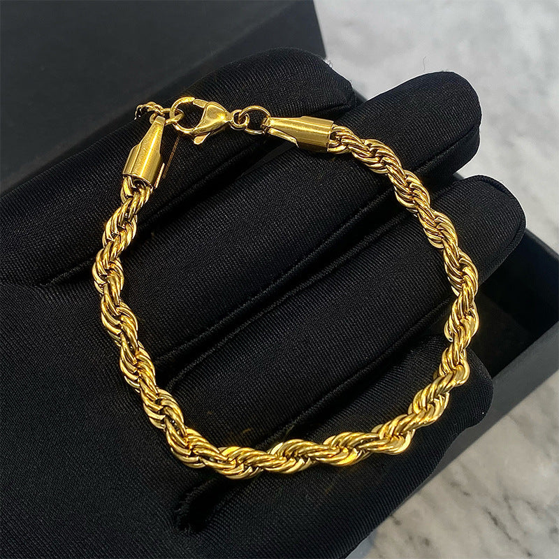 Hip hop gold Fried Dough Twists thick bracelet