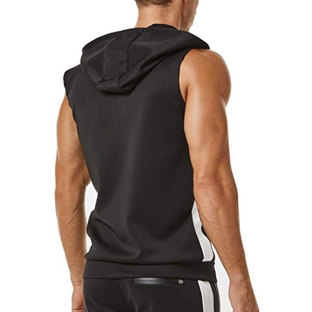 Zipper Splicing Sports Hooded Vest