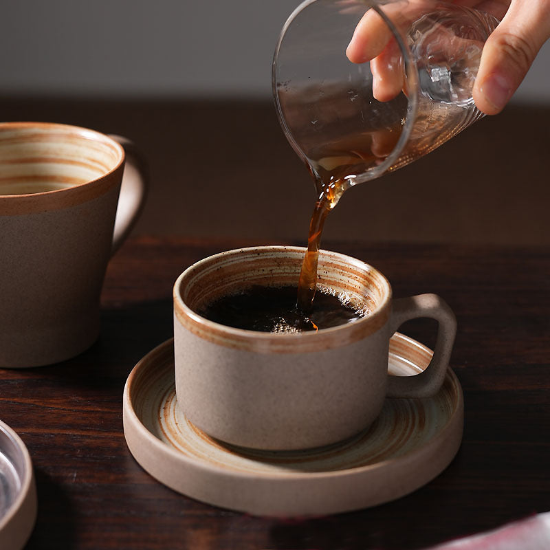 Coarse pottery coffee cup