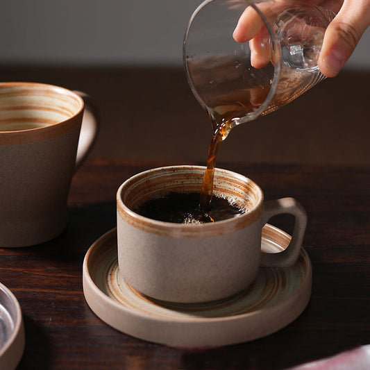 Coarse pottery coffee cup