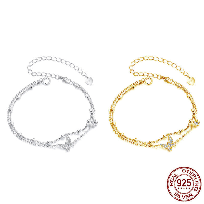 Double layer butterfly bracelet s925