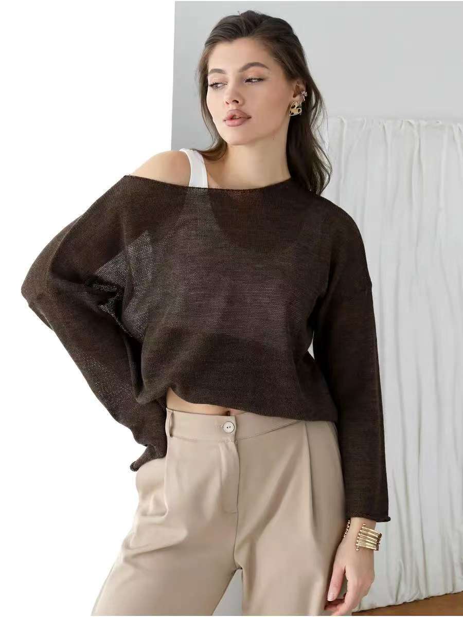 Thin Flare Sleeve Knitted Long Sleeve
