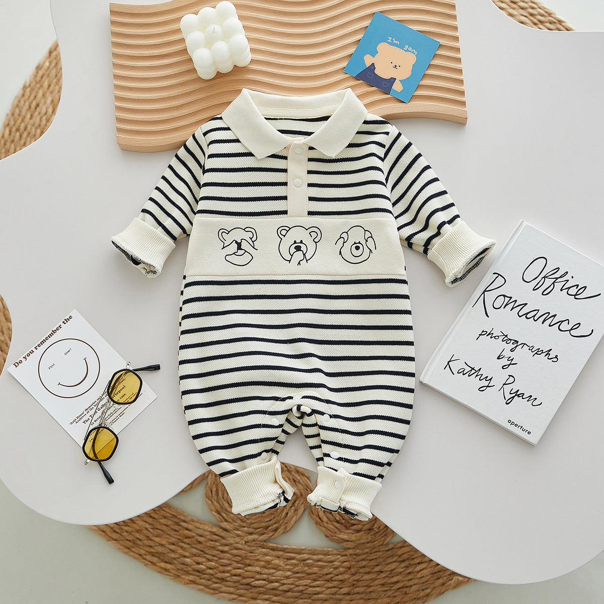 Striped Bear Newborn Onesie