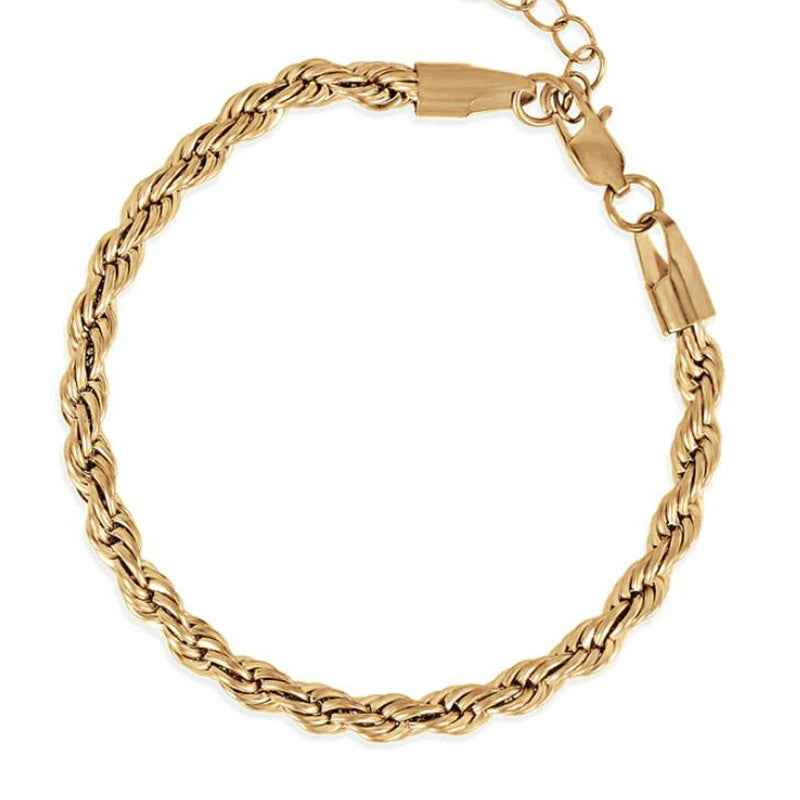 Hip hop gold Fried Dough Twists thick bracelet