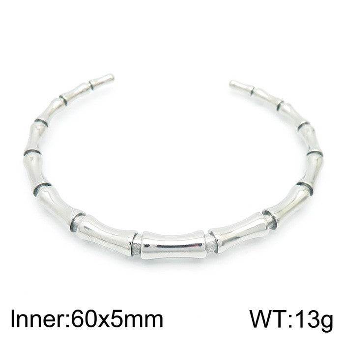 Bamboo Joint Design Stainless Steel Bracelet