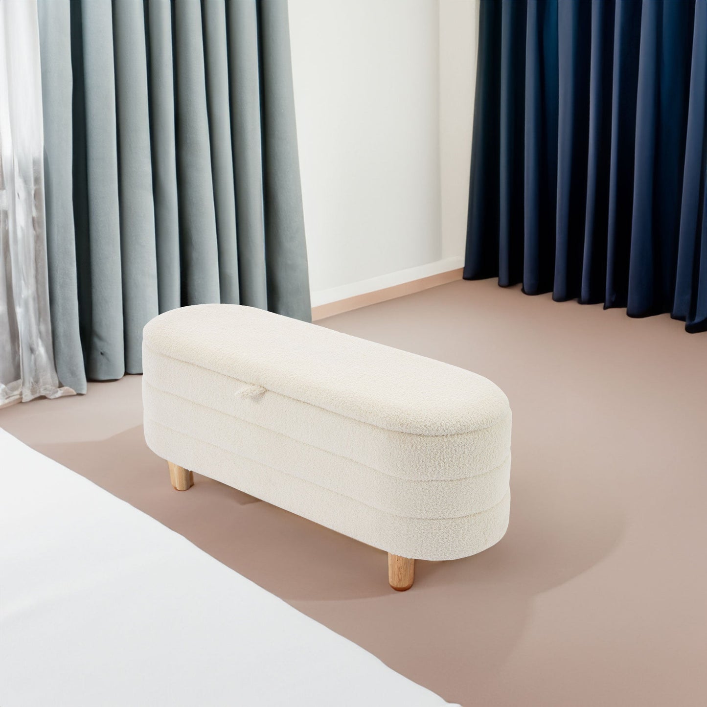 Sherpa Fabric Storage Ottoman