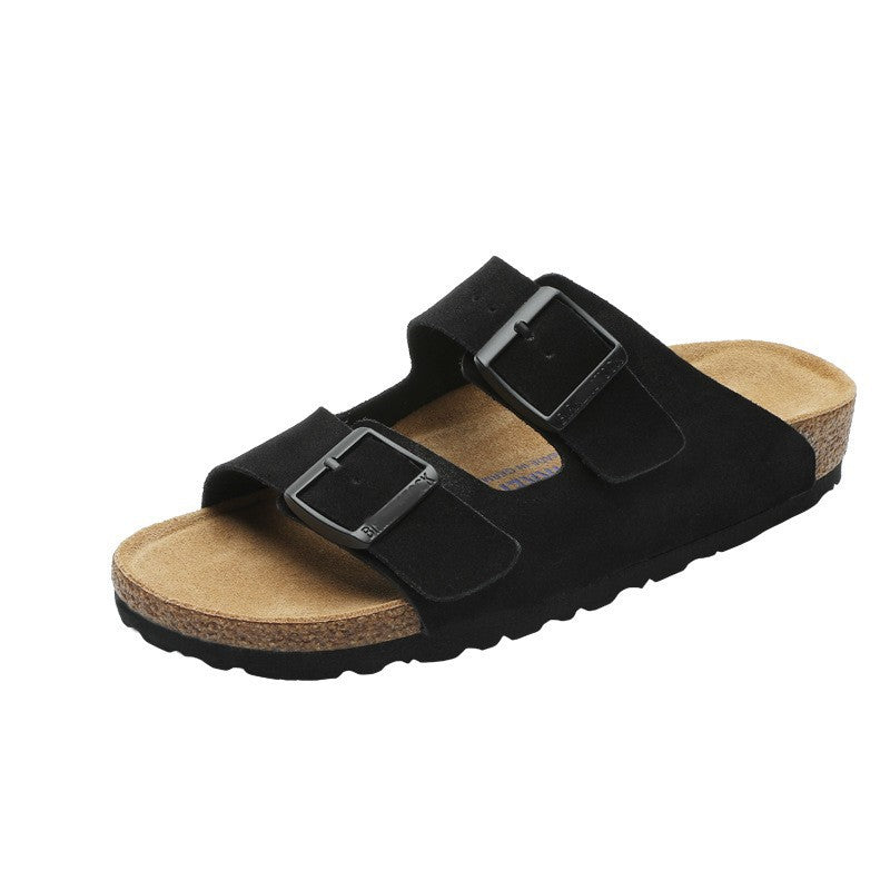 Leather flat bottomed Buchen slippers