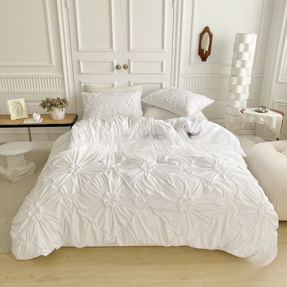 3D distressed button flower 3-piece set