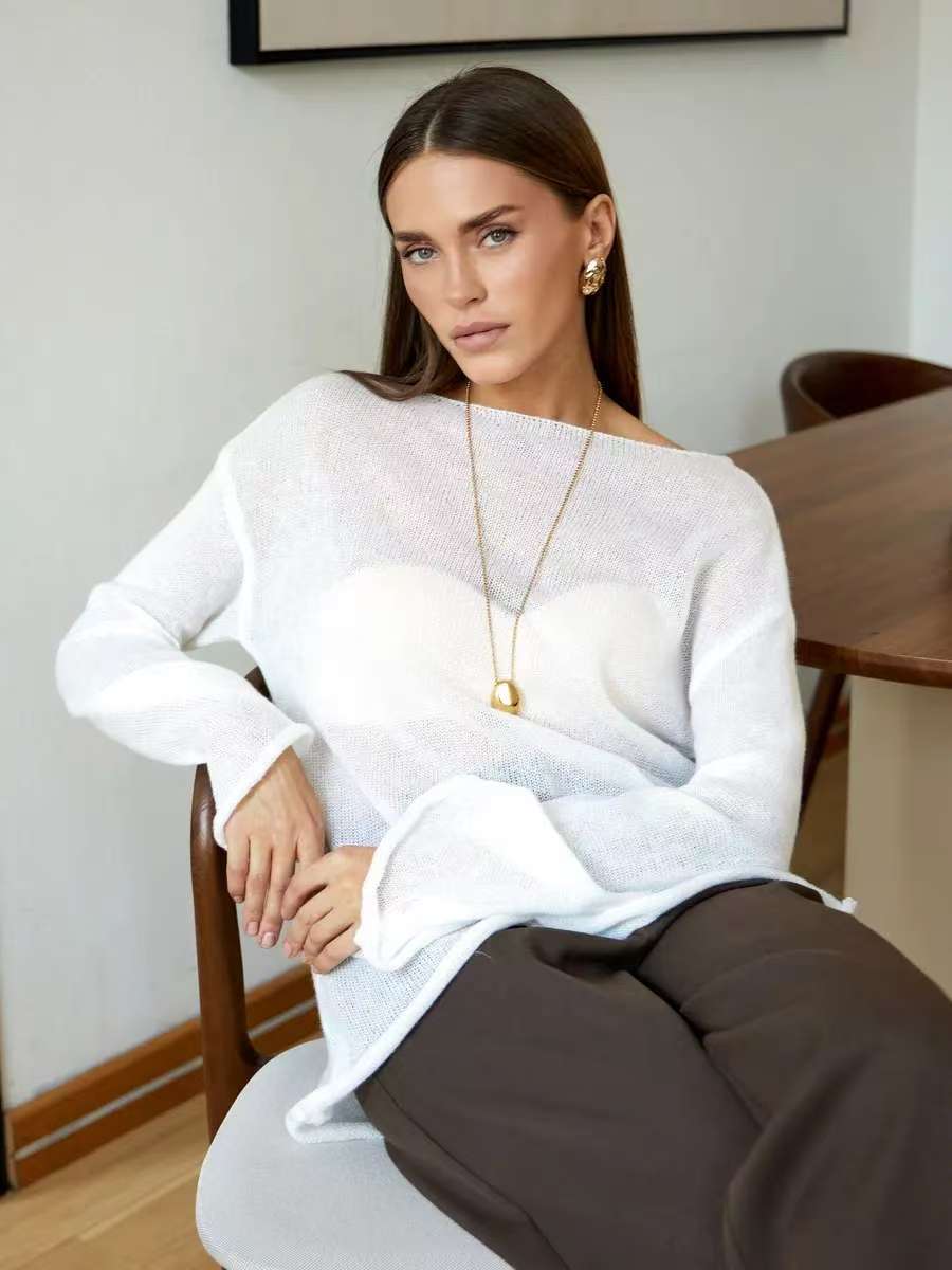 Thin Flare Sleeve Knitted Long Sleeve