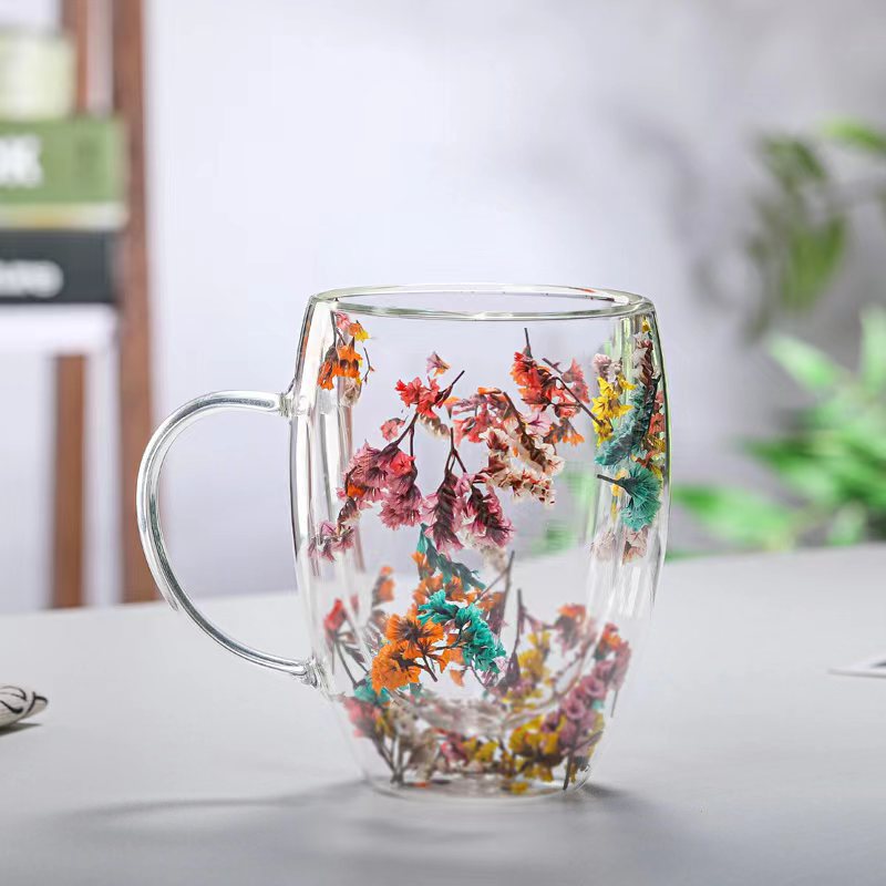 Net Red Dry Flower Double Layer Glass Cup