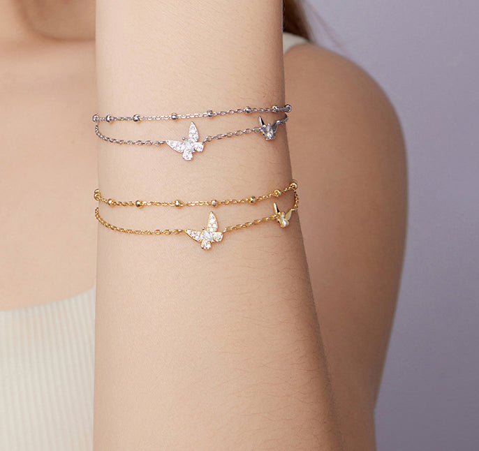 Double layer butterfly bracelet s925